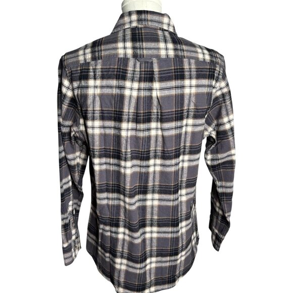 Jachs Heritage Flannel Button Up Shirt Medium Gray Plaid Long Sleeve Pockets - Picture 4 of 7